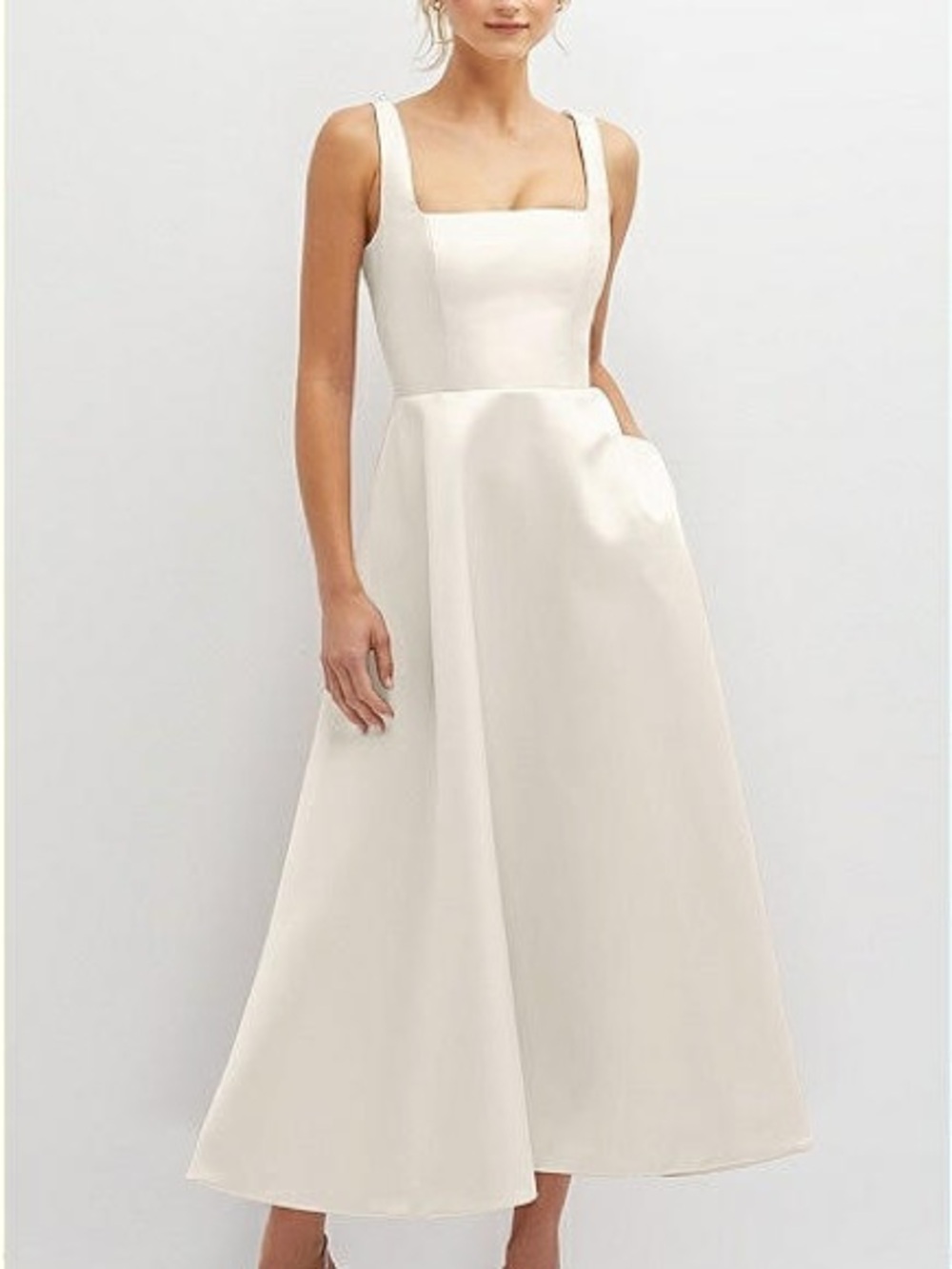 NWT Dessy Collection Ivory Square-Neck Midi Dress